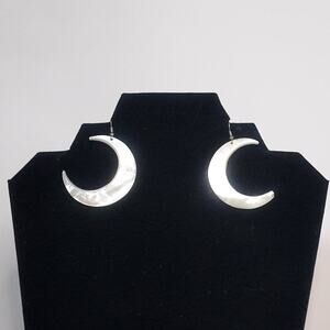 Mother of Pearl Crescent Moon Hoops Earrings